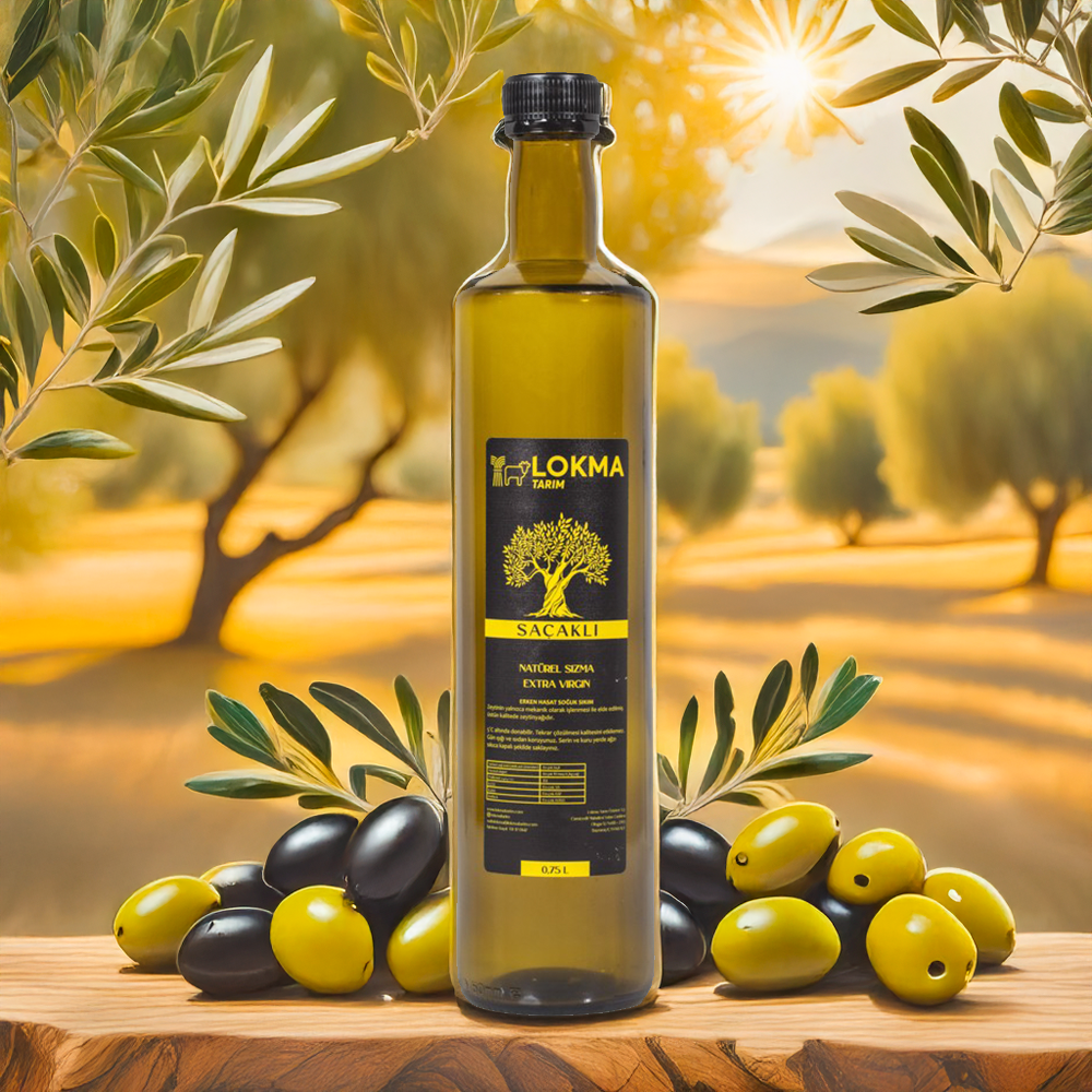 SAÇAKLI Erken Hasat Soğuk Sıkım Zeytinyağı 750 ml Cam Şişe